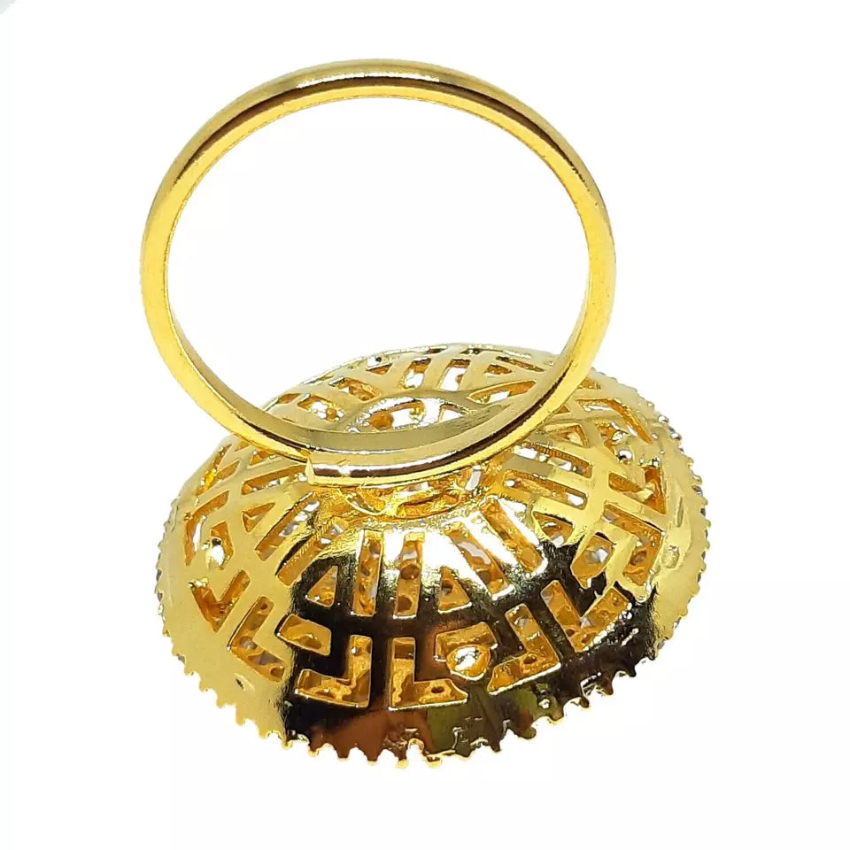 Women Gold Plated Ring Handmade Copper Valentine's Day Gift Imitation Jewellery By kalra Creations