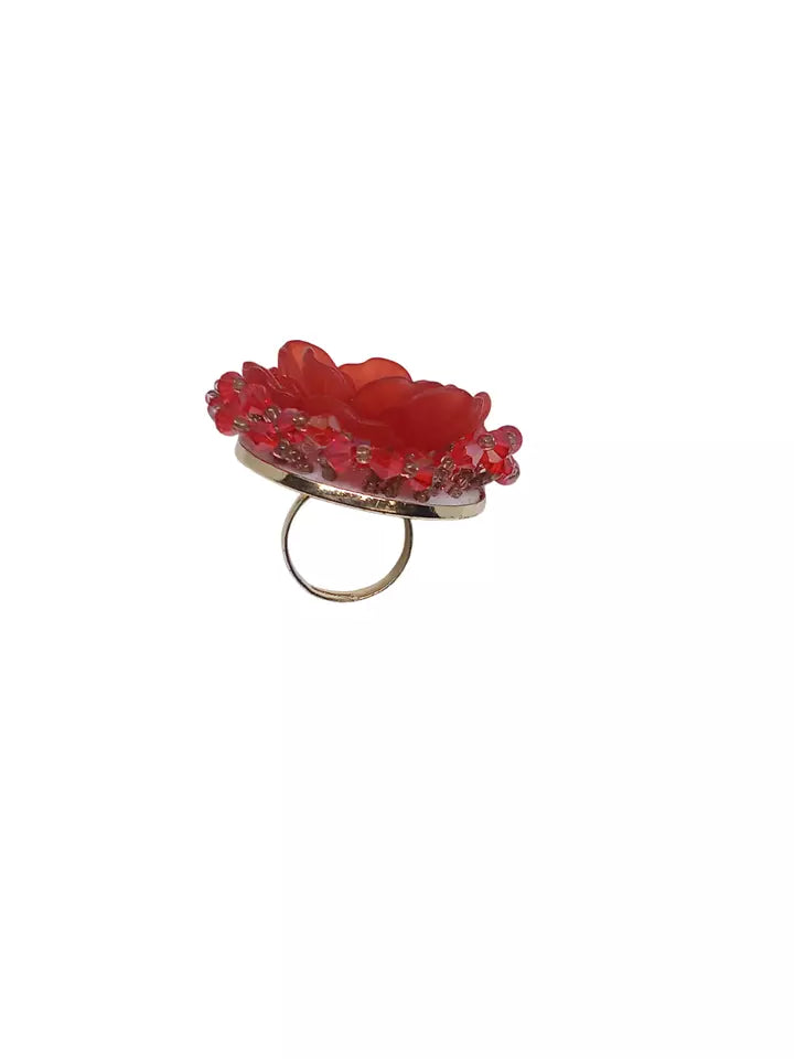 Women India Adjustable Red Rings for Women Bollywood By Kalra Creations