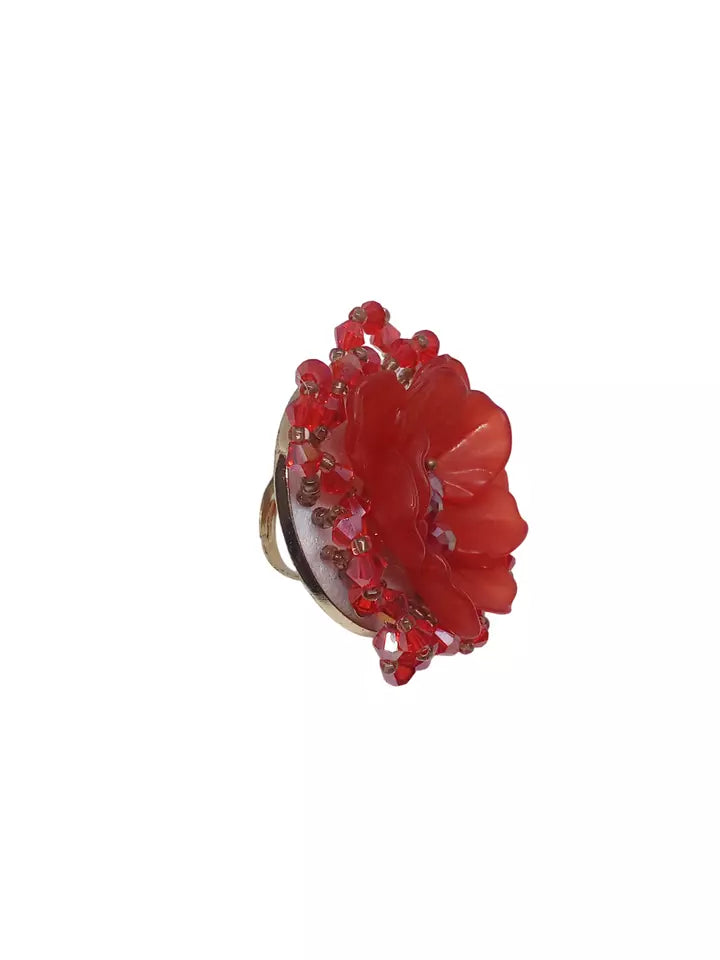 Women India Adjustable Red Rings for Women Bollywood By Kalra Creations