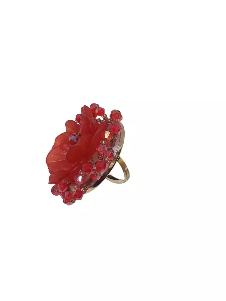 Women India Adjustable Red Rings for Women Bollywood By Kalra Creations
