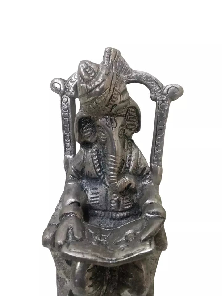 Lord Ganesha Reading Ramayana Statue Hindu God Ganesh Ganpati Sitting on Chair By Kalra Creations