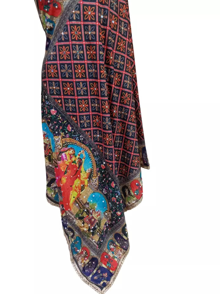 Heavy Mirror & Bead Pakistani Dupatta Women Weddings Festivals Handwork Perfect By Kalra Creations