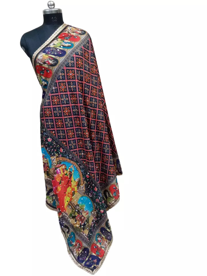 Heavy Mirror & Bead Pakistani Dupatta Women Weddings Festivals Handwork Perfect By Kalra Creations