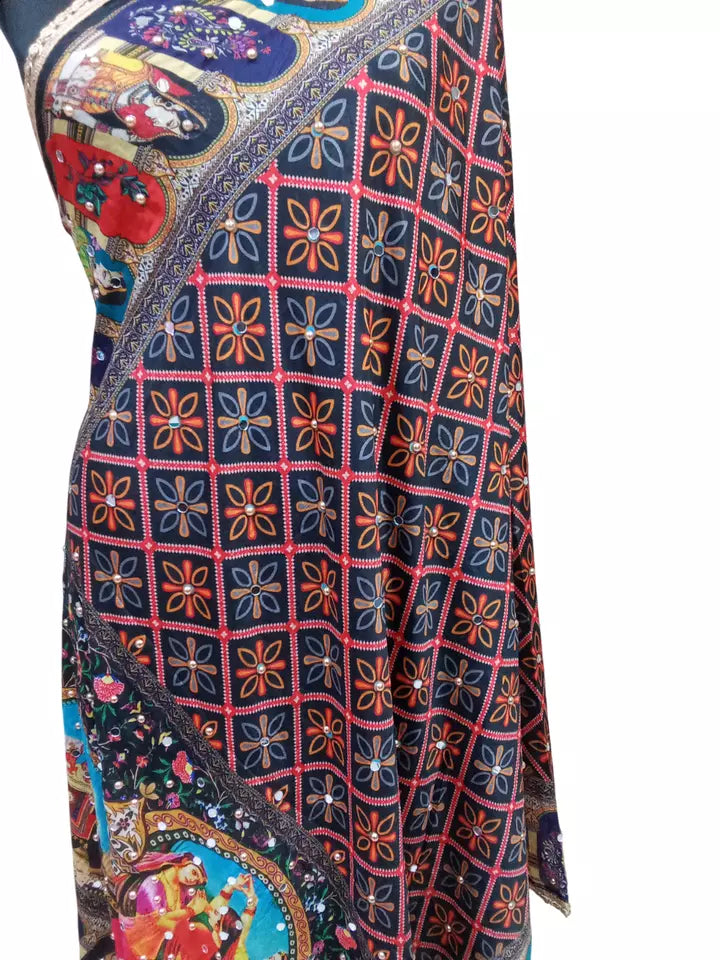 Heavy Mirror & Bead Pakistani Dupatta Women Weddings Festivals Handwork Perfect By Kalra Creations