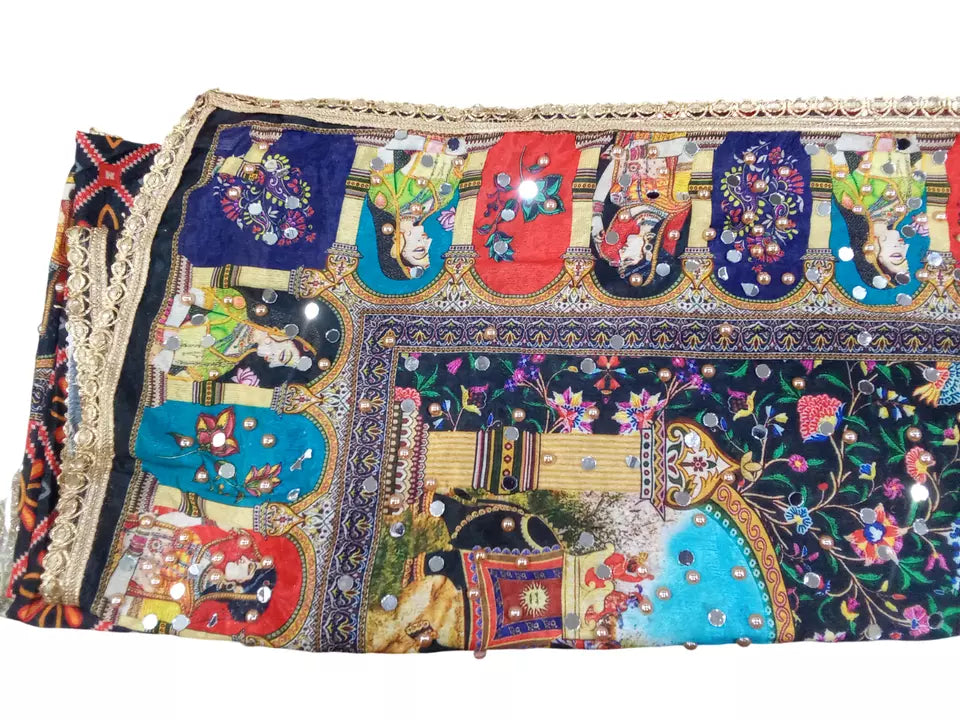 Heavy Mirror & Bead Pakistani Dupatta Women Weddings Festivals Handwork Perfect By Kalra Creations