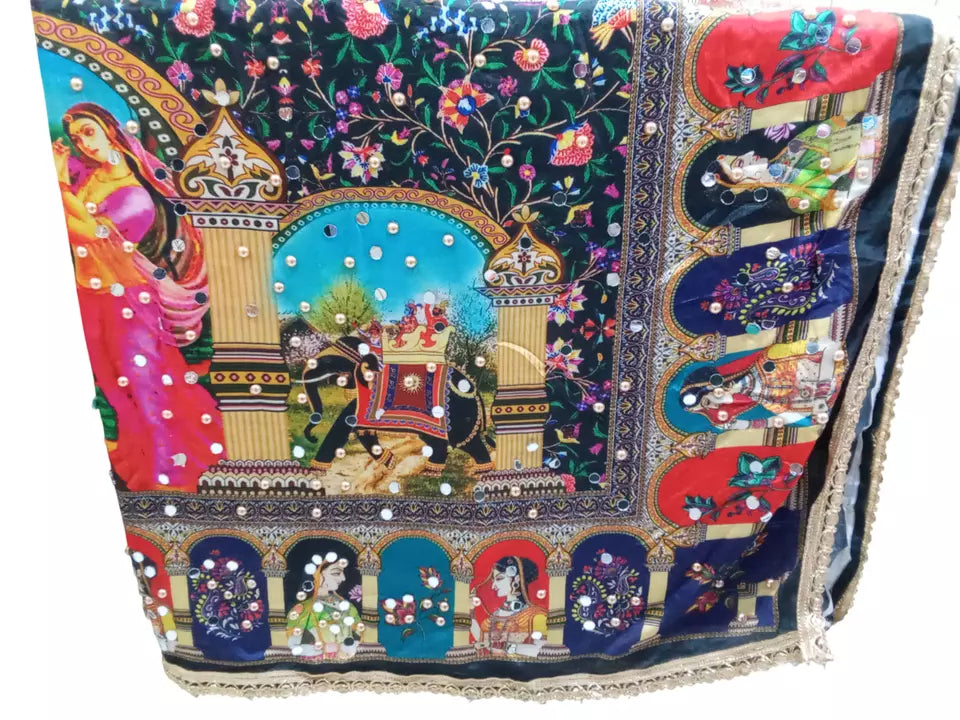 Heavy Mirror & Bead Pakistani Dupatta Women Weddings Festivals Handwork Perfect By Kalra Creations