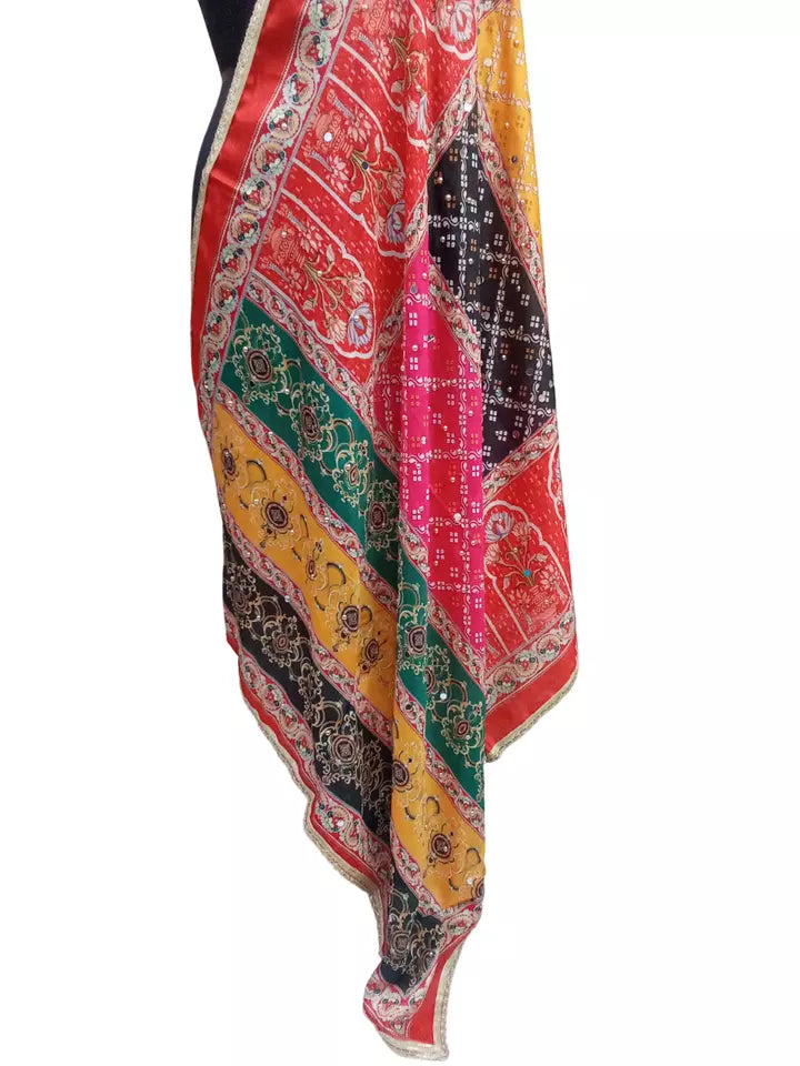 Pakistani Dupatta Women Heavy Mirror & Bead Handwork Perfect Weddings Festivals By Kalra Creations