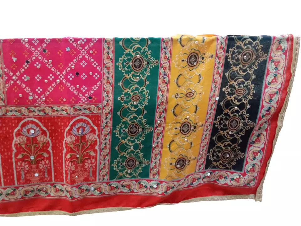 Pakistani Dupatta Women Heavy Mirror & Bead Handwork Perfect Weddings Festivals By Kalra Creations