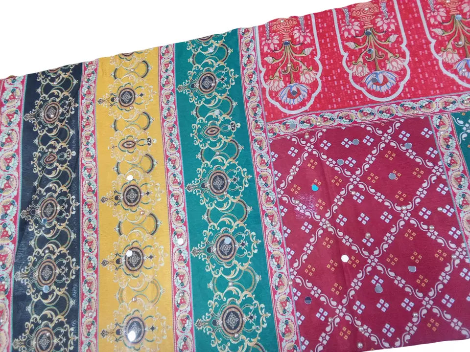 Pakistani Dupatta Women Heavy Mirror & Bead Handwork Perfect Weddings Festivals By Kalra Creations