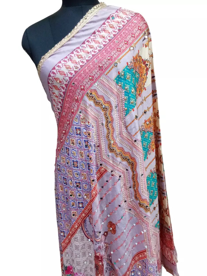 Pakistani Dupatta Women Heavy Mirror & Bead Handwork Perfect Weddings Festivals By Kalra Creations