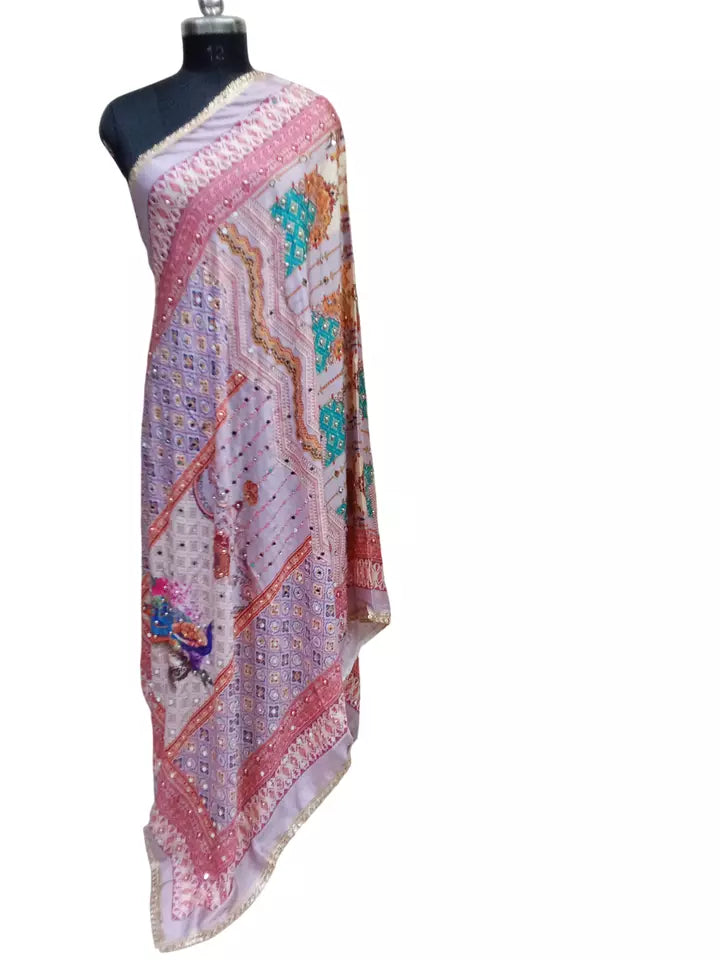 Pakistani Dupatta Women Heavy Mirror & Bead Handwork Perfect Weddings Festivals By Kalra Creations