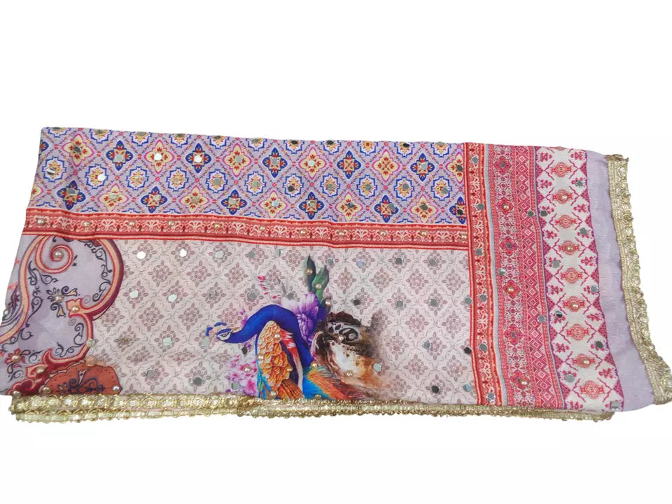 Pakistani Dupatta Women Heavy Mirror & Bead Handwork Perfect Weddings Festivals By Kalra Creations