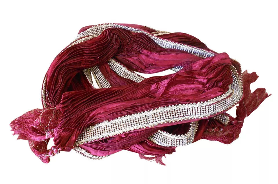 Men Stole Indian Handmade Silk Wedding Dupatta Maroon Groom Chunni By Kalra Creations