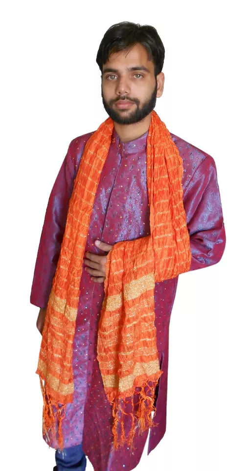 Men Stole Indian Dupatta Groom Scarves Handmade Traditional Wedding Chunni