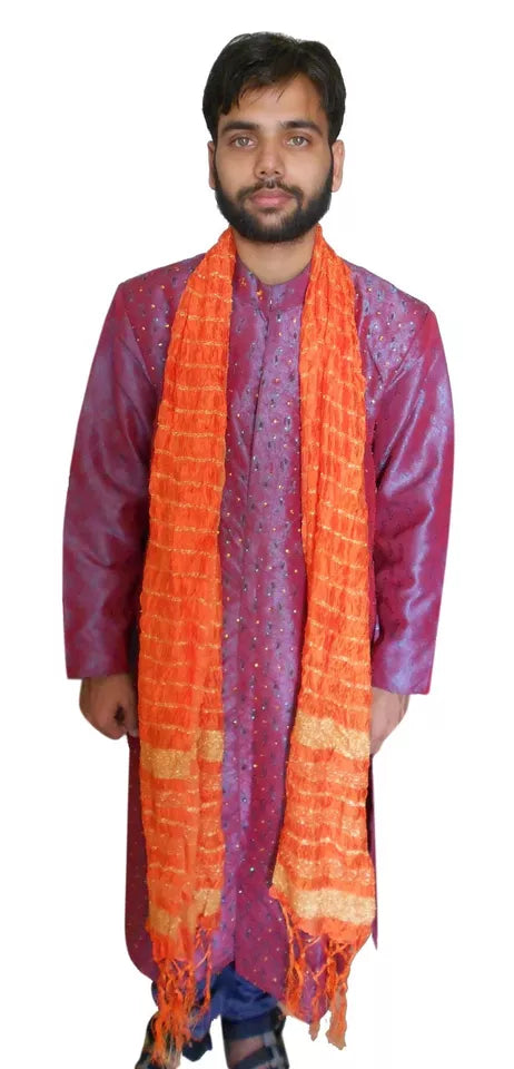 Men Stole Indian Dupatta Groom Scarves Handmade Traditional Wedding Chunni