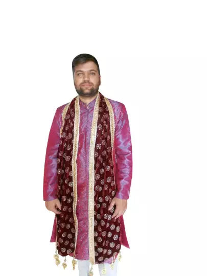 Men Groom Stole Indian Handmade Wedding Dupatta Velvet Scarves By Kalra Creations
