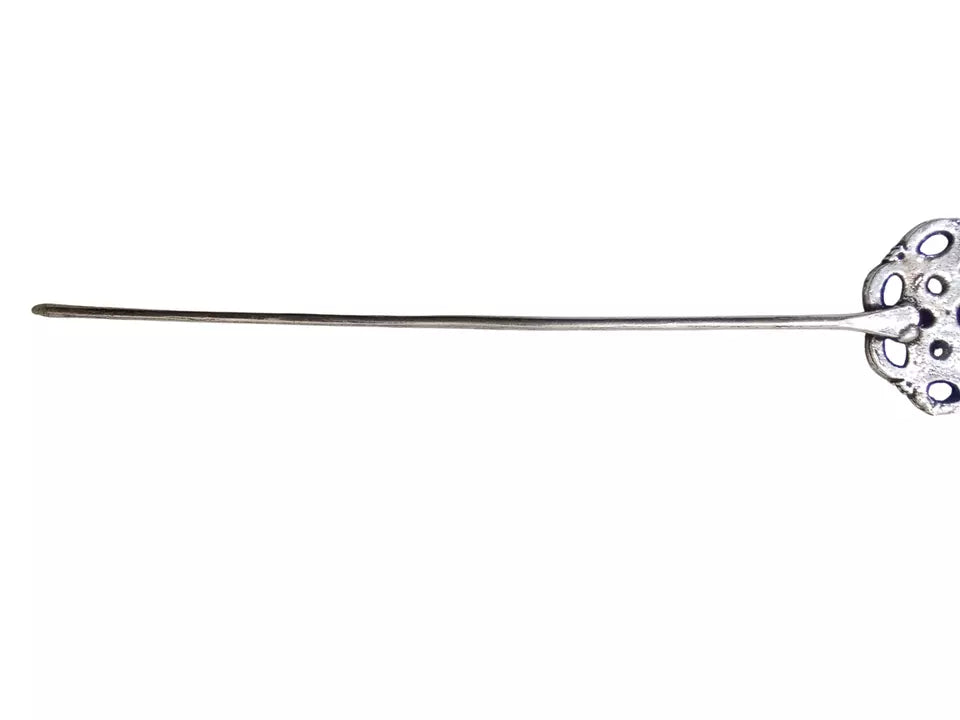 Women Flower Print Oxidised Sliver Brass Matel Juda Pin Stick for Girls/Womens By Kalra Creations