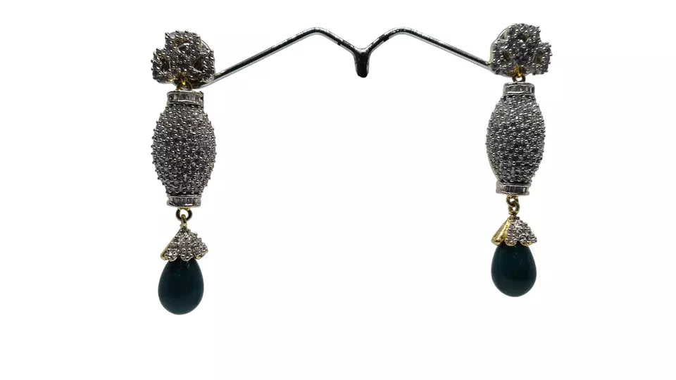 Women Gold Plated Bridal Jewelry Indian CZ Earring AD Diamond By Kalra Creations
