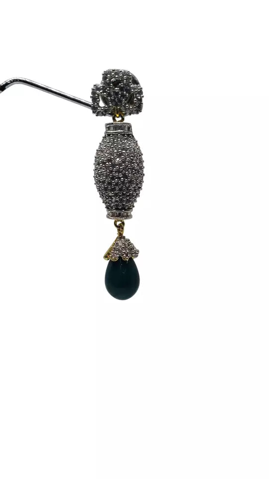 Women Gold Plated Bridal Jewelry Indian CZ Earring AD Diamond By Kalra Creations