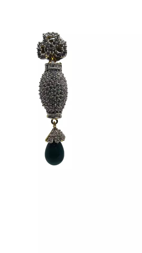 Women Gold Plated Bridal Jewelry Indian CZ Earring AD Diamond By Kalra Creations