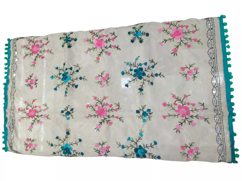 Women Phulkari Indian Dupatta With Gotta Lace Handmade Bollywood Punjabi By Kalra Creations