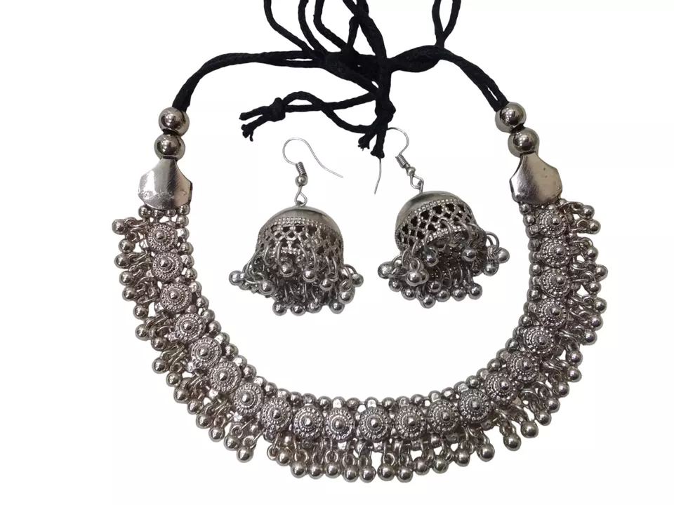 Women Oxidised German Silver Necklace Brass for Women and Girl's By Kalra Creations