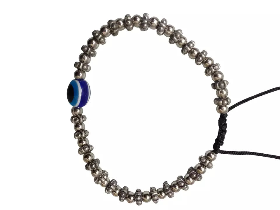 Womens Evil Eye Black Beads Evil Eye Bracelet Adjustable Threads Bracelet By Kalra Creations
