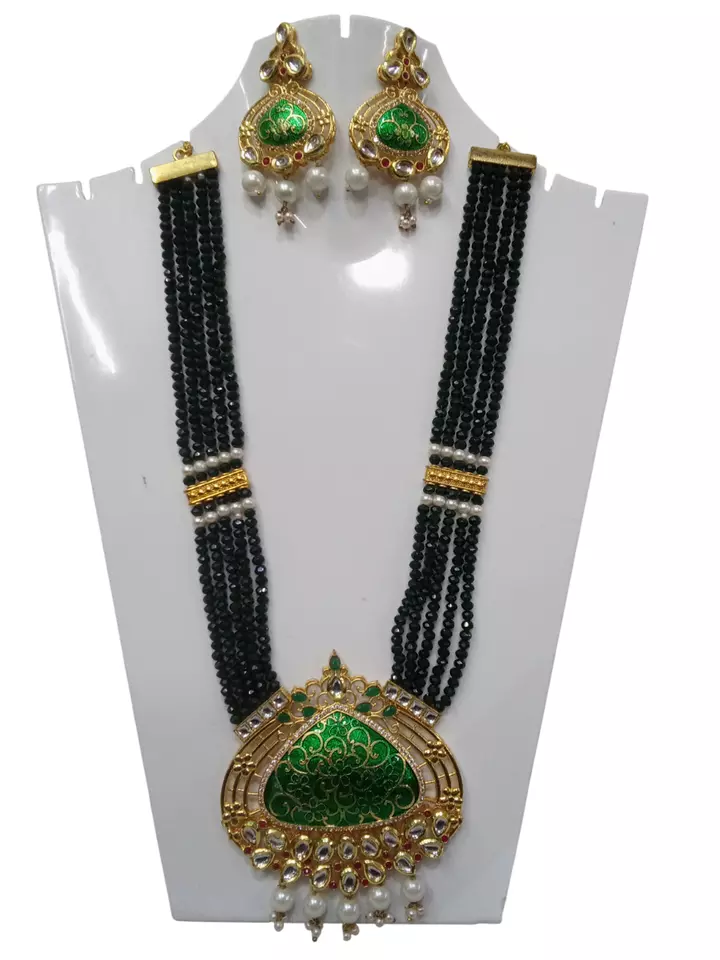 Women Jewellery Necklace Set Stylish Gold Plated Antique Semi-Circle Pendant By Kalra Creations