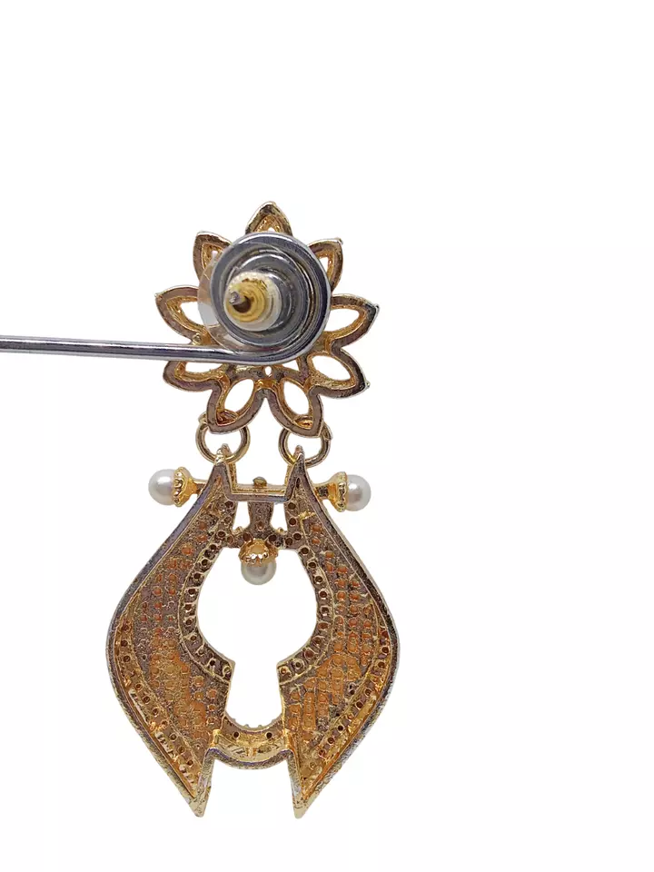 Women Earrings Indian Bollywood Rose Gold Plated Kundan Valentine's Day Gift By Kalra Creations