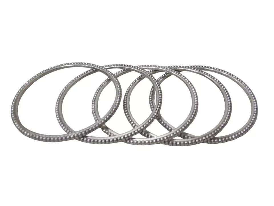 Women Brass Silver Oxidised Bracelet Bangles Brass Rajasthani 5 Pcs Size 2.4 By Kalra Creations