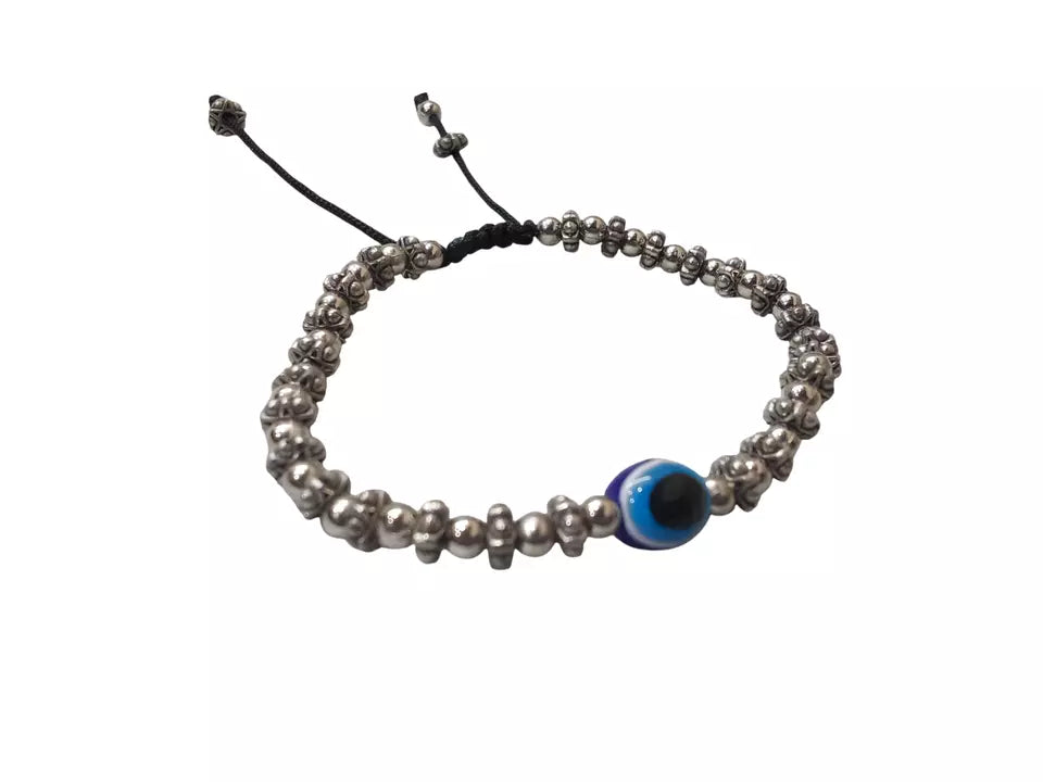 Womens Evil Eye Black Beads Evil Eye Bracelet Adjustable Threads Bracelet By Kalra Creations