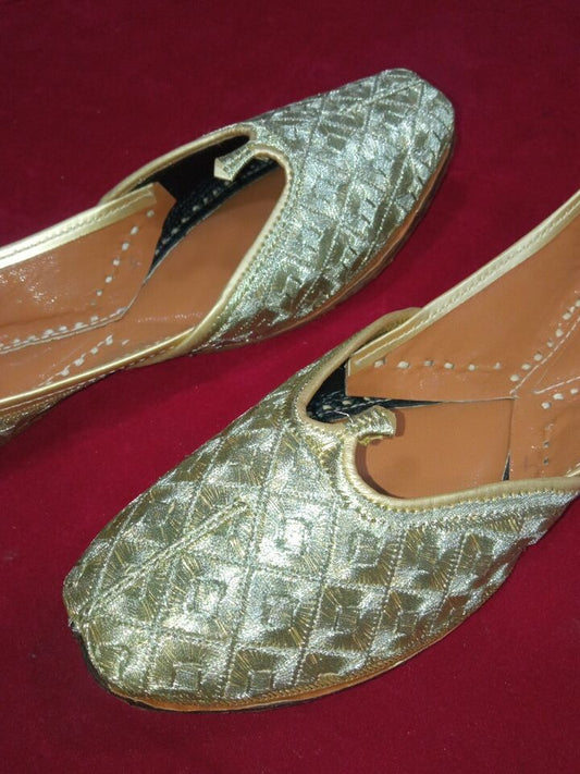 Women Shoes Indian Mojaries Handmade Khussa Leather Ethnic Jutties Flip-Flops Flat US 5.5-7.5
