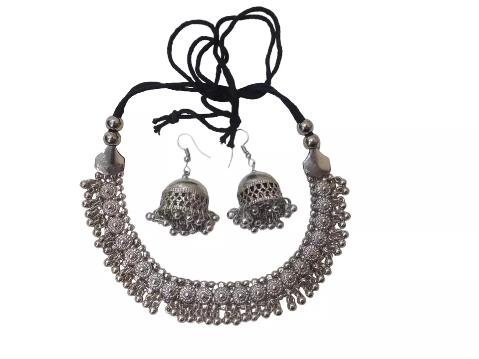 Women Oxidised German Silver Necklace Brass for Women and Girl's By Kalra Creations
