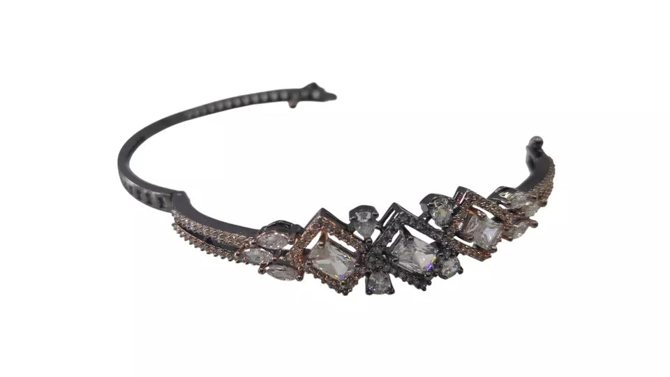 Women Bracelet Silver Oxidise Indian Jewelery Kada Bracelet AD By Kalra Creations