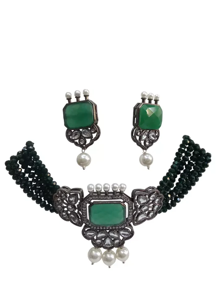 Women Jewellery Necklace Stylish Gold Plated Antique Wedding Girls Pendant Set