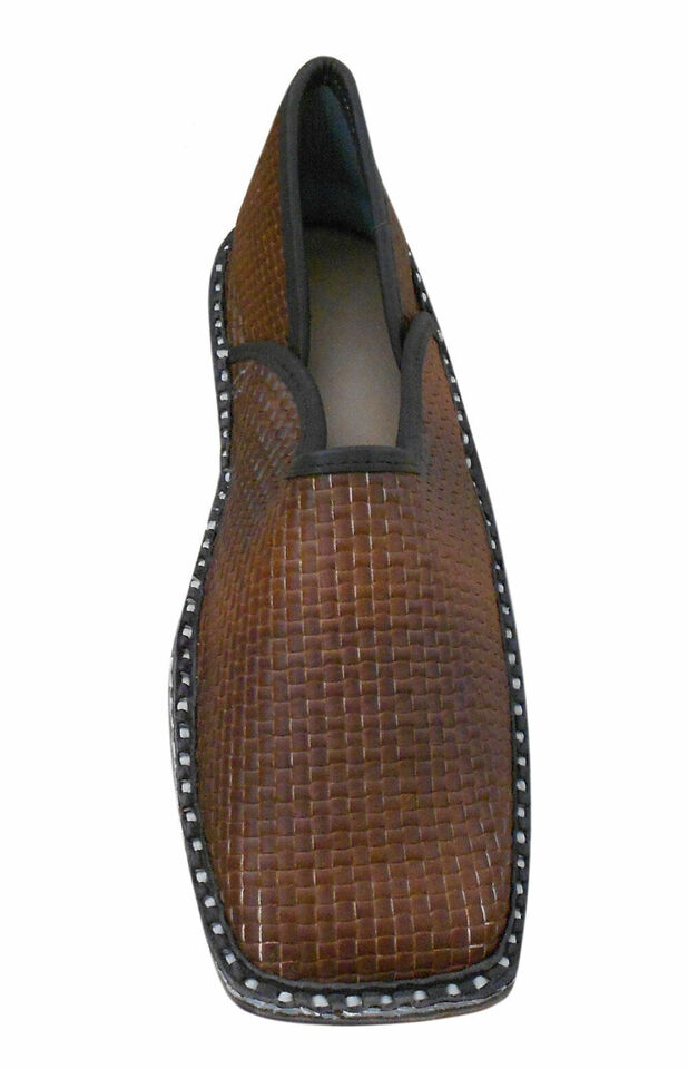 By Kalra Creations Men Shoes Indian Handmade Leather Mojaries Loafers & Slip Ons Black Jutties Flip-Flops Flat US 8/11