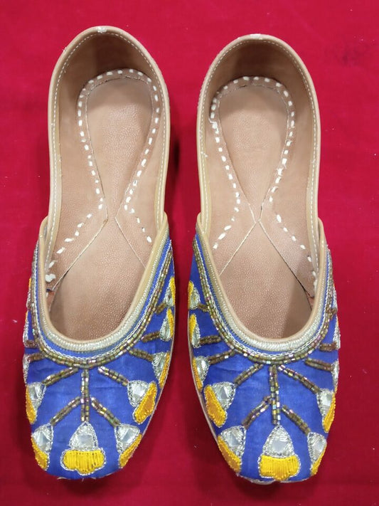 Women Shoes Indian Khussa Handmade Party Jutties Leather Mojaries Flip-Flops Flat US 5-9.5