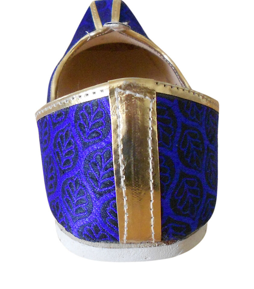 By Kalra Creations Men Shoes Wedding Jutties Blue Khussa Indian Mojaries Loafers & Slip Ons Flip-Flops Flat US 6-12