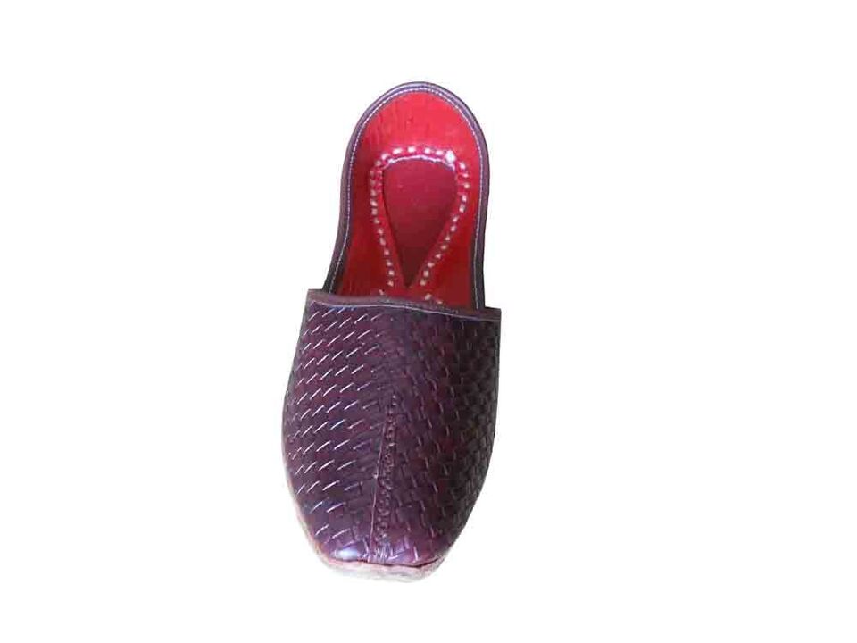 By Kalra Creations Men Shoes Indian Handmade Ethnic Brown Leather Mojaries Loafers & Slip Ons Flip-Flops Flat US 8-10