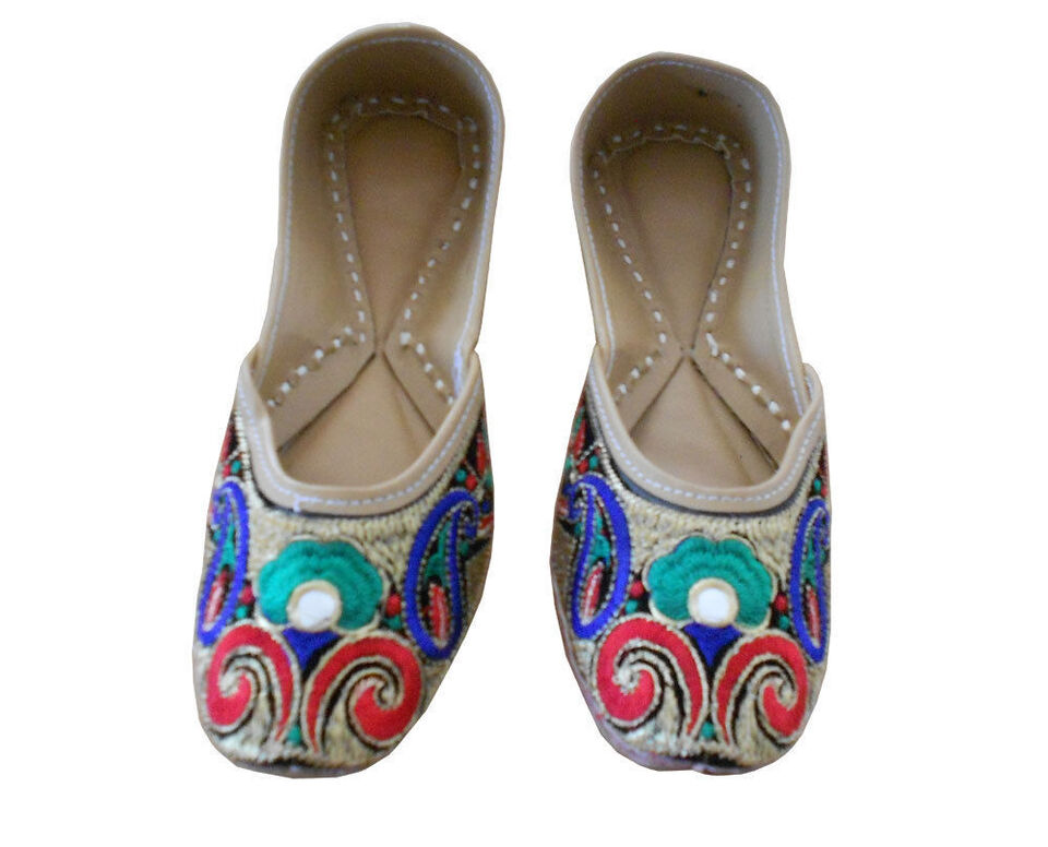By Kalra Creations Women Shoes Indian Handmade Traditional Mojaries Leather Jutties Ballerinas Flip-Flops US 6.5