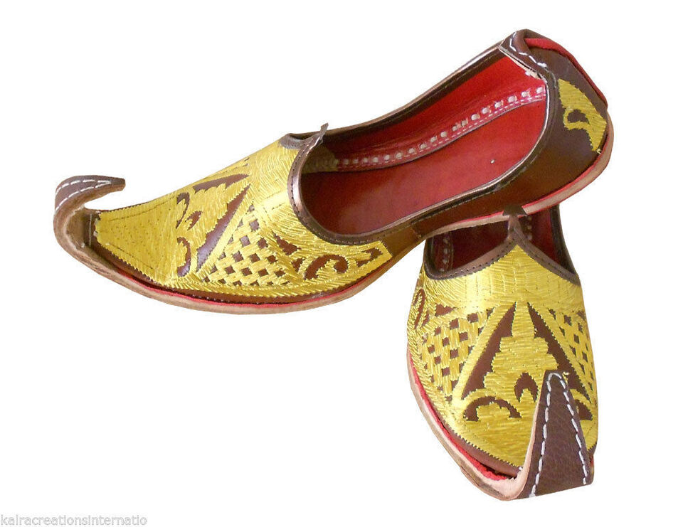 By kalra Creations Men Shoes Vintage Aladdin Khussa Mojaries Indian Loafers & Slip Ons Flip-Flops Flat US 8.5-12