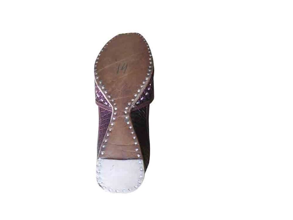 By Kalra Creations Men Shoes Indian Handmade Ethnic Brown Leather Mojaries Loafers & Slip Ons Flip-Flops Flat US 8-10