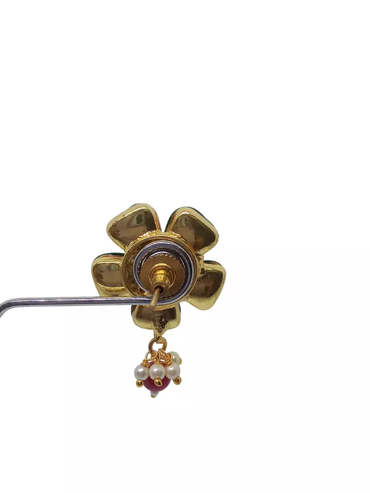Women Bollywood Indian Gold Plated Kundan Polki Earrings Valentine's Day Gift By Kalra Creations