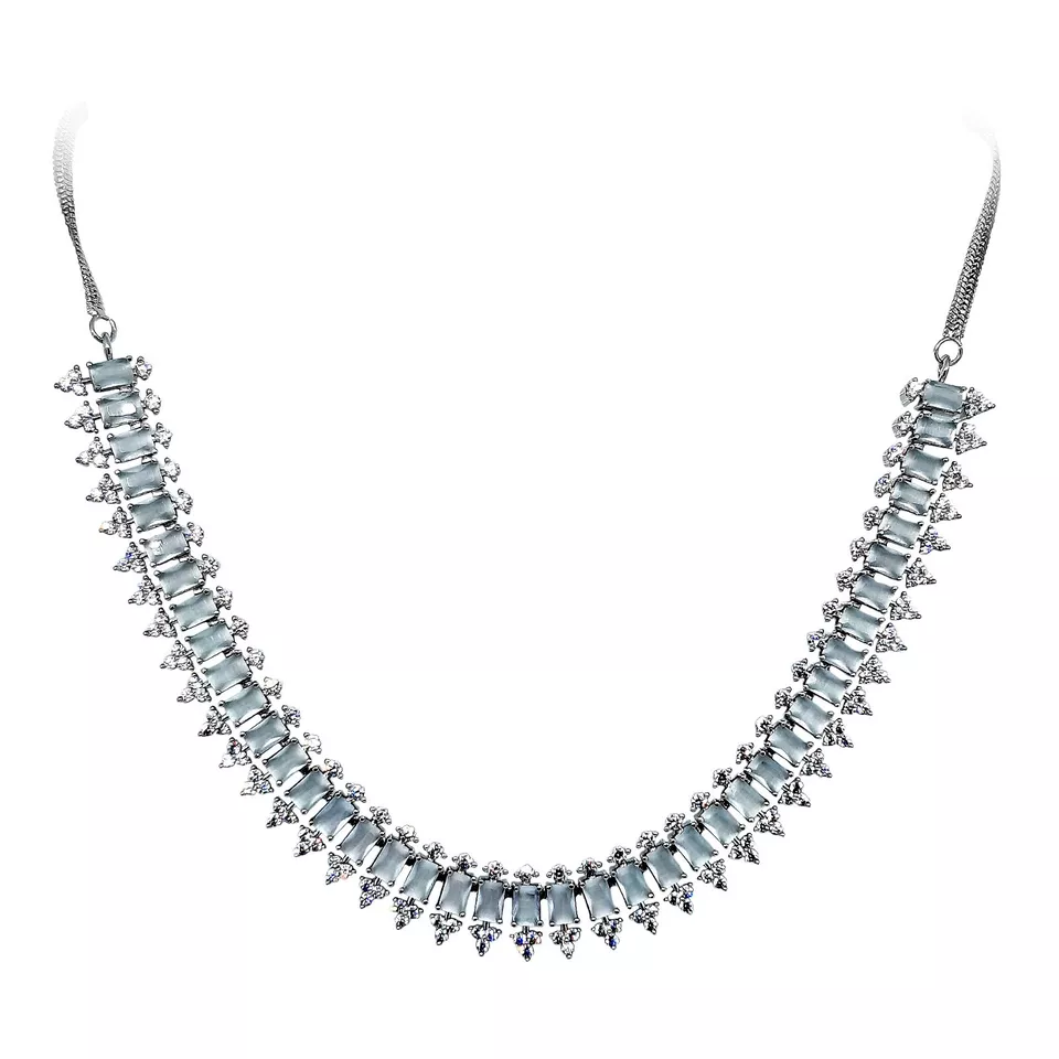 Women Necklace Set Amazing Indian Silver Plated Cut Pink Stones Multi Strand By Kalra Creations
