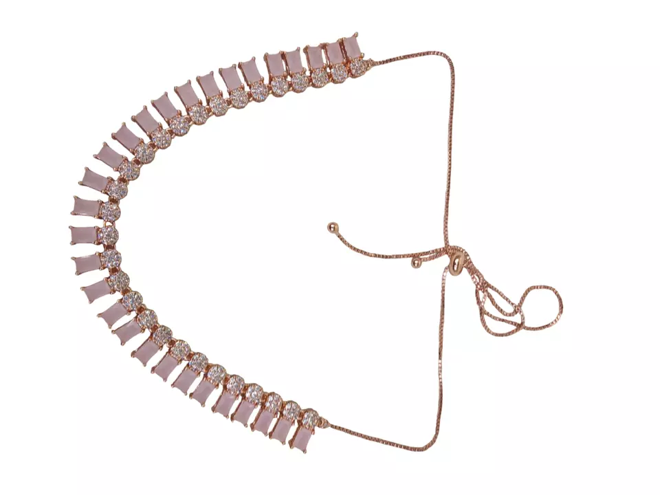 Women Necklace Jewelry Earrings Indian Bollywood Bridal AD Set Rose Gold Plated By Kalra Creations
