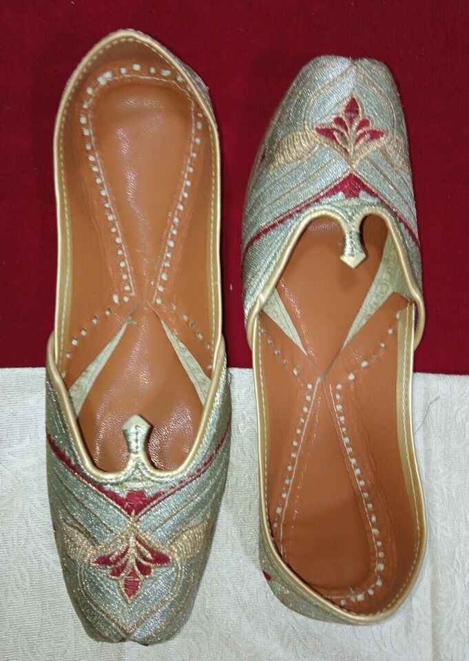 Women Shoes Handmade Indian Jutties Leather Casual Mojaries Flip-Flops Flat US 5.5-7.5