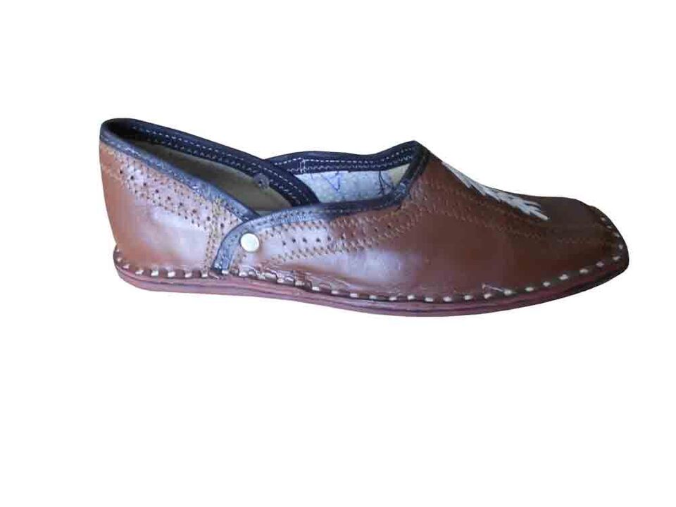By Kalra Creations Men Shoes Indian Jutties Handmade Brown Genuine Leather Mojaries Flip-Flops Flat US 8-11