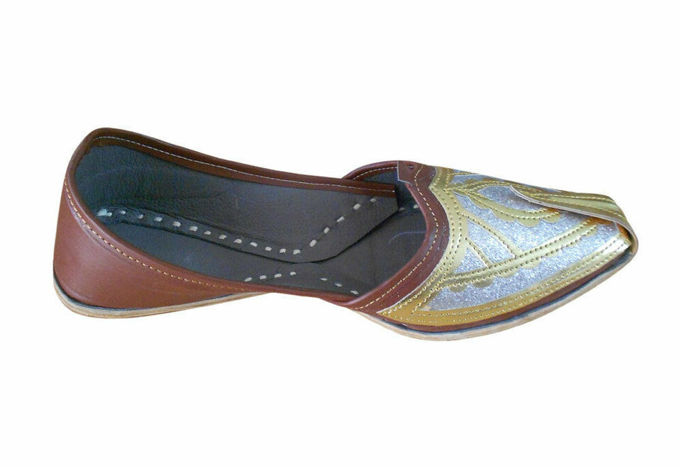 Men Shoes Traditional Jutties Indian Handmade Genuine Leather Mojaries Khussa Flip-Flops Flat US 8/9