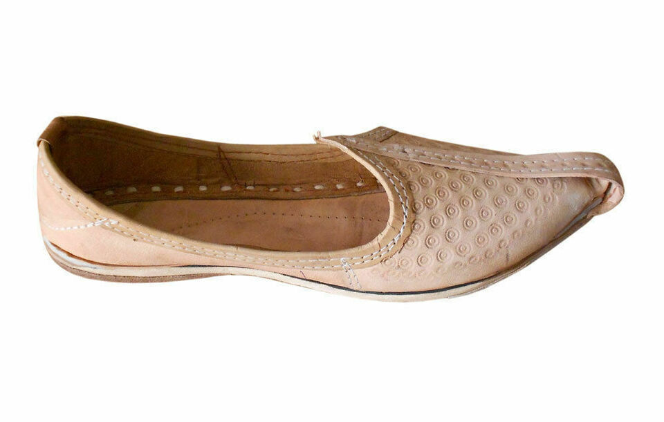 By Kalra Creations Men Shoes Traditional Indian Leather Mojaries Cream Oxfords Jutties Flip-Flops Flat US 8-10