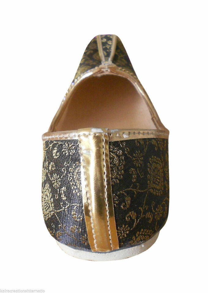 By Kalra Creations Men Shoes Designer Wedding Jutties Black Mojaries Loafers & Slip Ons Flip-Flops Flat US 6/7